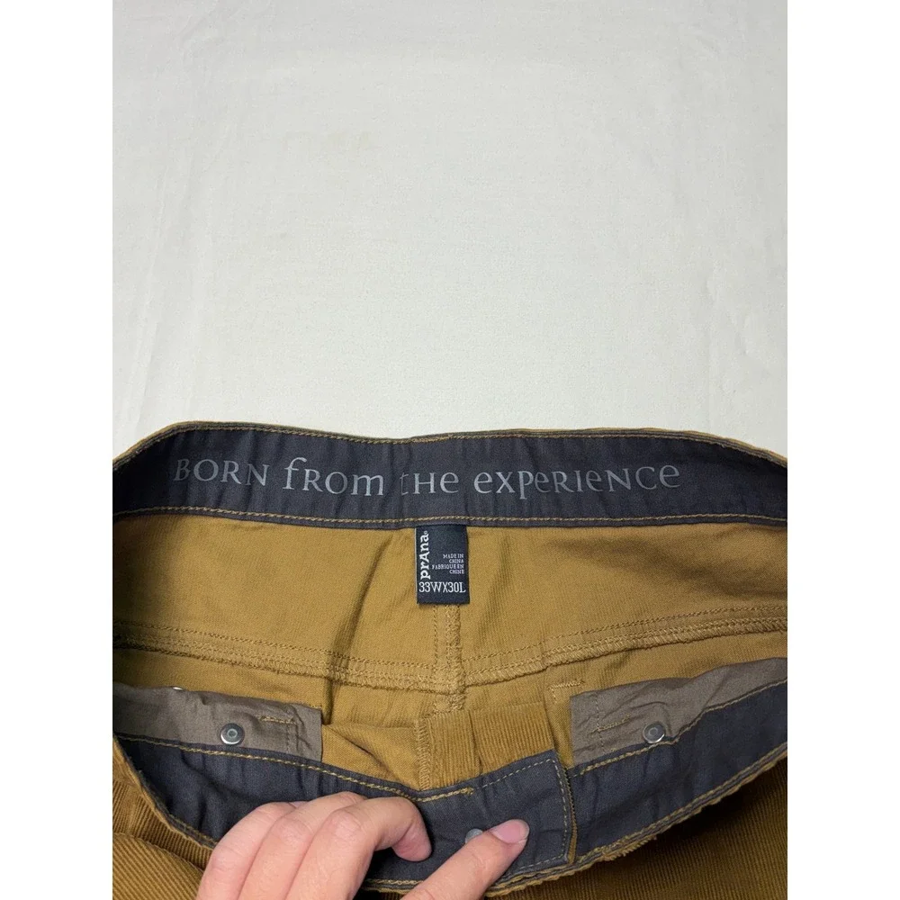 prAna Saxton PantS Corduroy  33x30 Brown Organic Cotton Straight Leg